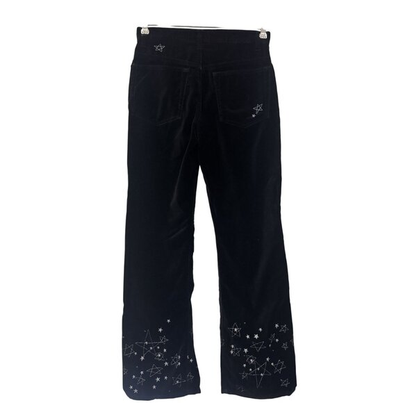 Vintage 90s Gap Girls Black Velvet Cotton Embroidered Star Wide Leg Pants Size12 - Picture 4 of 10